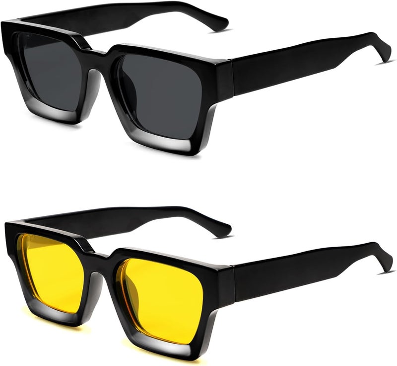 VANLINKER Thick Square Sunglasses for Men Women Retro Chunky Rectangle Shades UV400 Protection VL9731 - Image 1